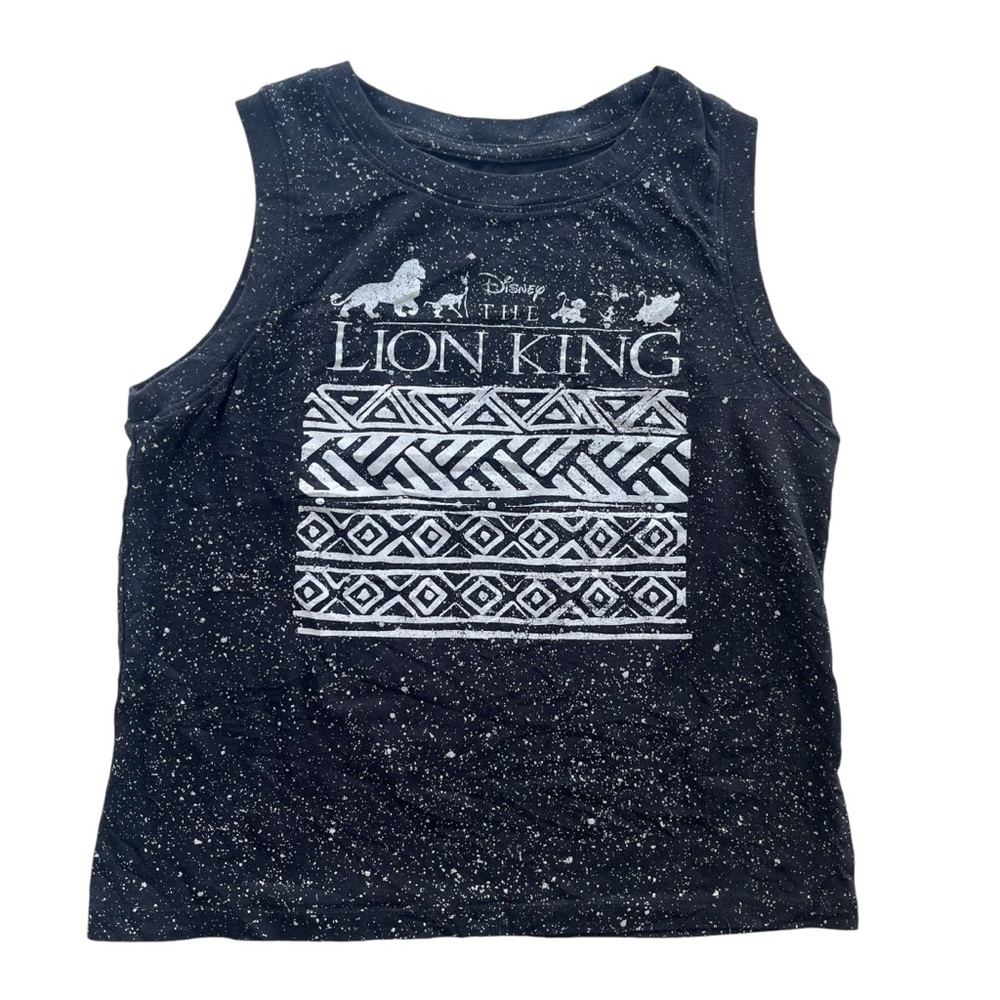 Disney Womens Sz XS Gray Paint Splatter Tribal The Lion King Movie Crop Tank Top - Picture 1 of 15